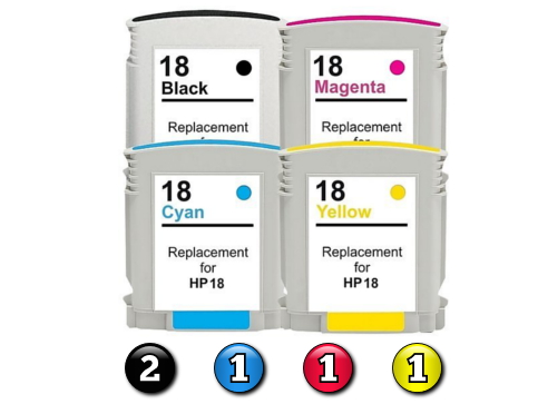 5 Pack Combo Compatible HP18 (2BK(HP88)/1C/1M/1Y) ink cartridges